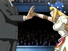 Little Anime Blonde In Ropes Gets Gangbanged